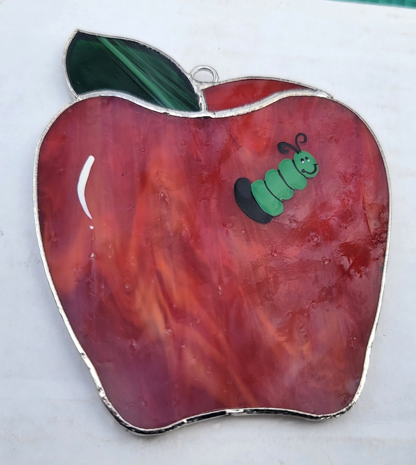Vintage Switchables Stained Glass Nightlight Cover Apple w Small Worm