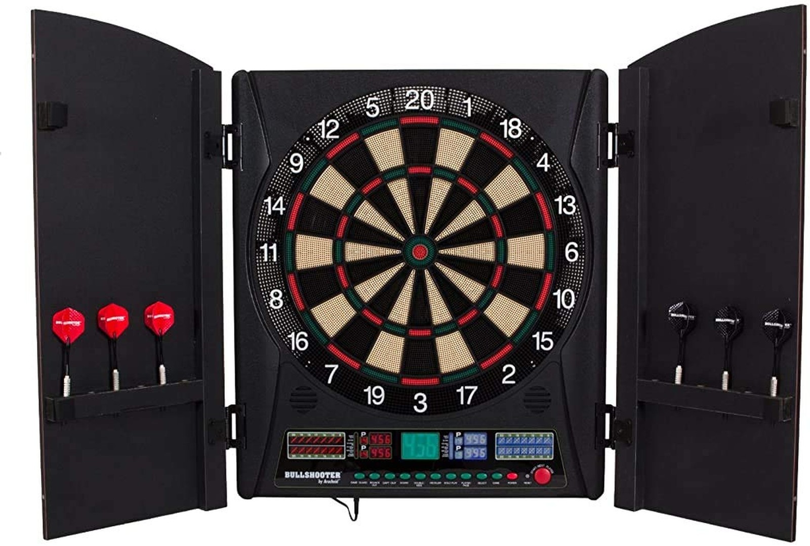 Arachnid Marauder 5.0 Electronic Soft Tip Dartboard Cabinet Set Black EDBW660
