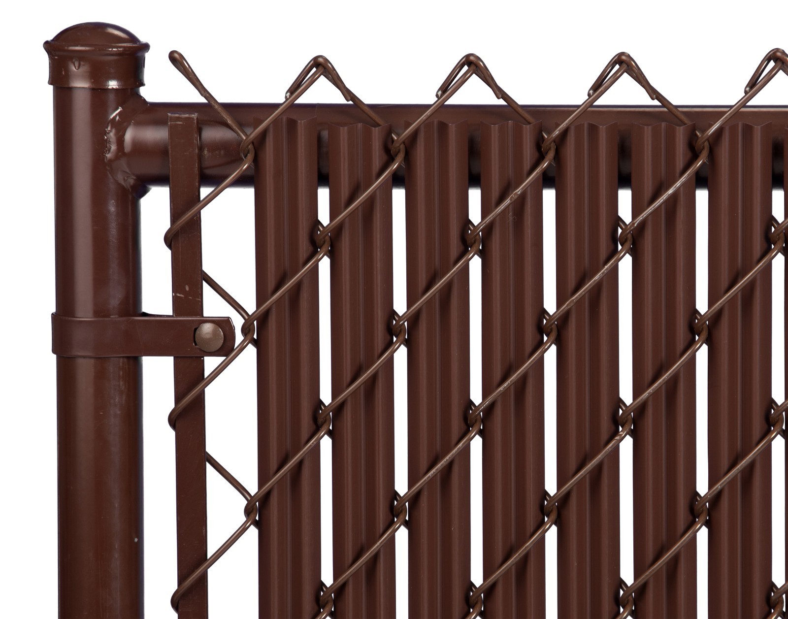 Chain Link Brown Single Wall Ridged™ Privacy Slat For 3ft High Fence Bottom Lock