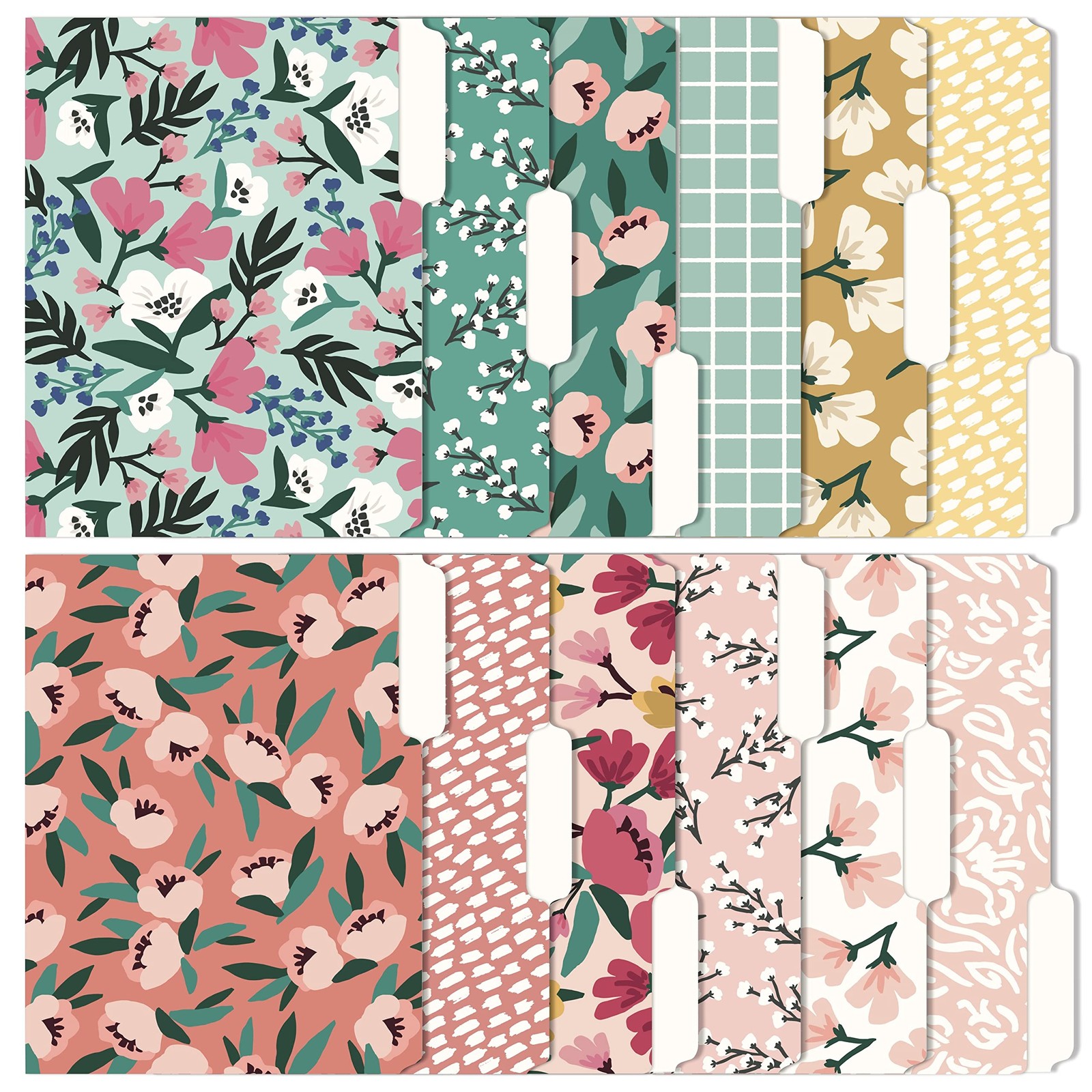 Cute File Folders, Set of 12 3-Tab Letter Size Decorative File Folders Boho M...