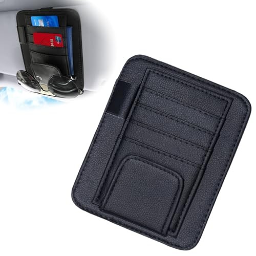 Car Sun Visor Organizer, Sunvisor Organizers with Sunglass Holder & 1 PC Black