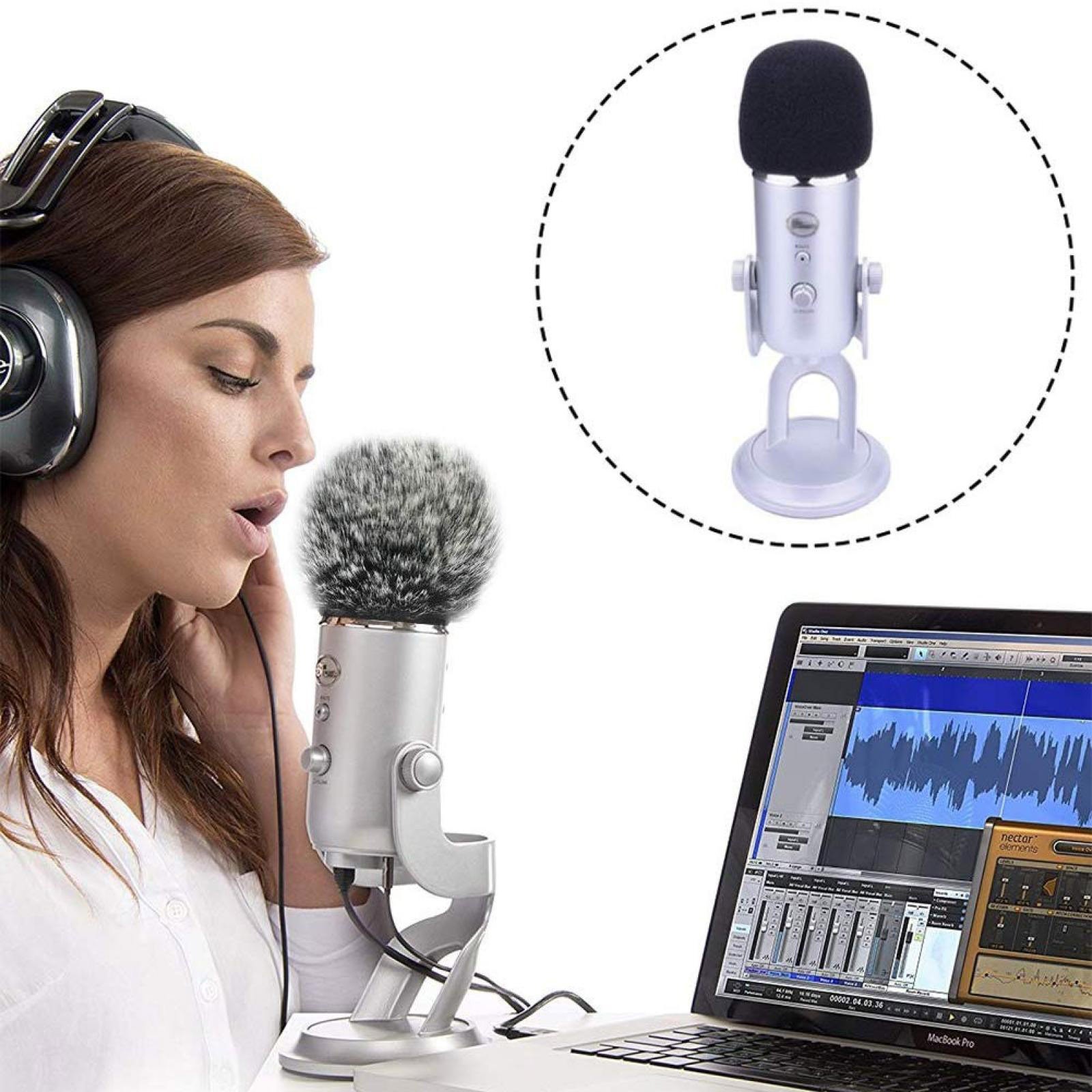 Furry windscreen + Foam windscreen Wind Cover for Blue Yeti Wind Noise Reduction