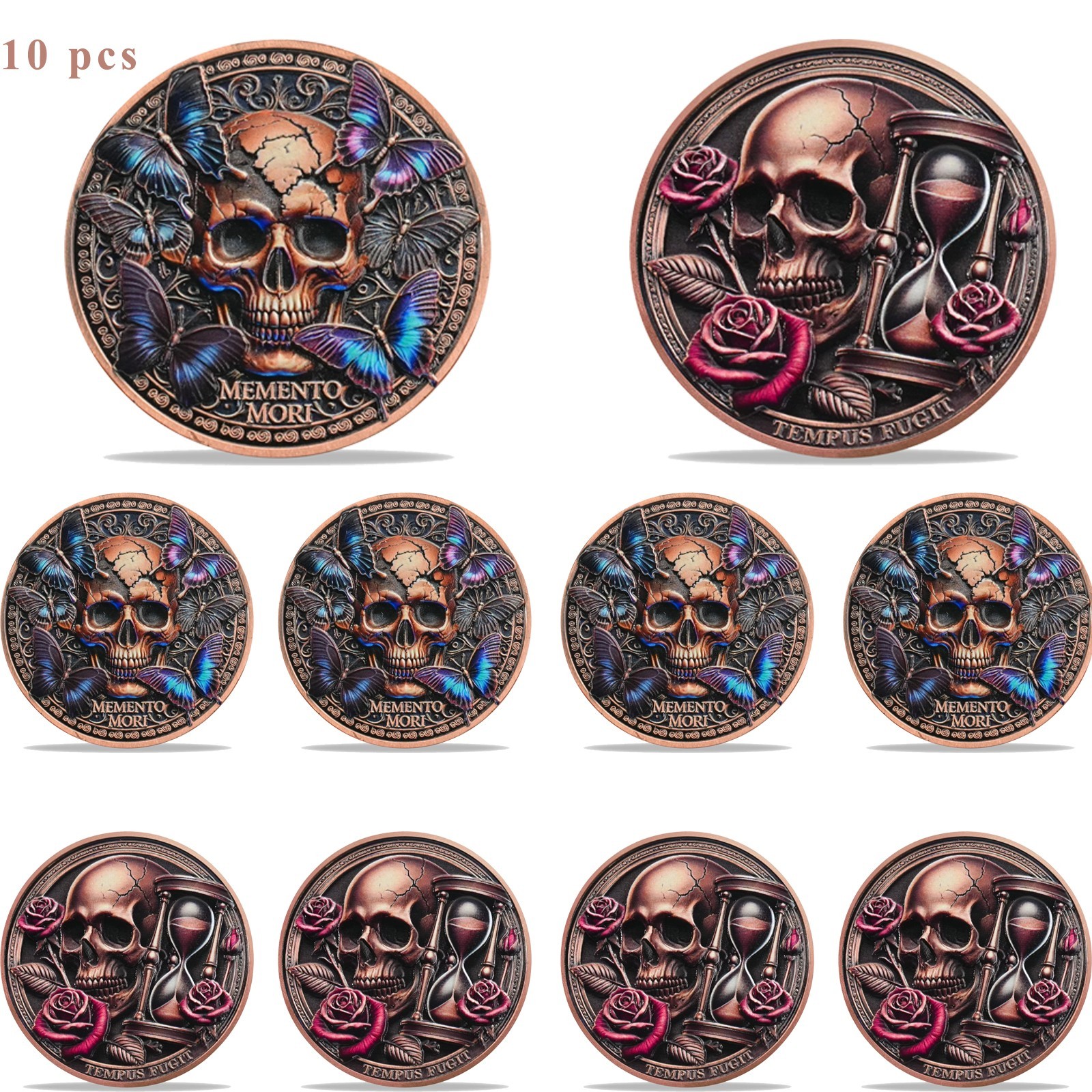 10pcs Memento Mori Coin Skull Death Coin Stoic Challenge Coin Gifts For Men Wome
