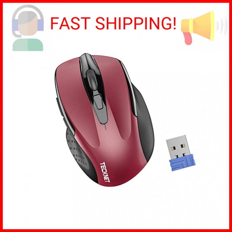 TECKNET Wireless Mouse, 2.4G Ergonomic Optical Mouse, Computer Mouse for Laptop,