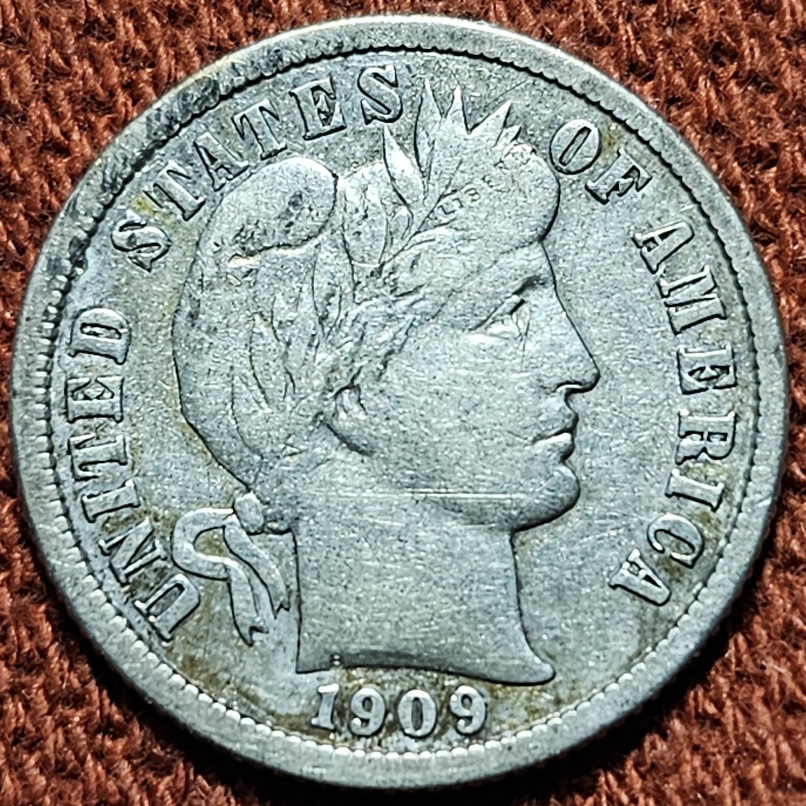 1909 O Barber Dime 10C Silver Coin F/VF Details Semi-Key Date 90% Silver