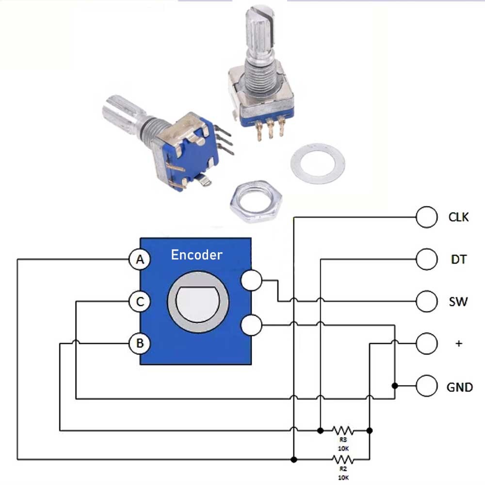 10PCS Rotary Encoder&Switch EC11 Audio Digital Potentiometer Knurled Handle 20mm