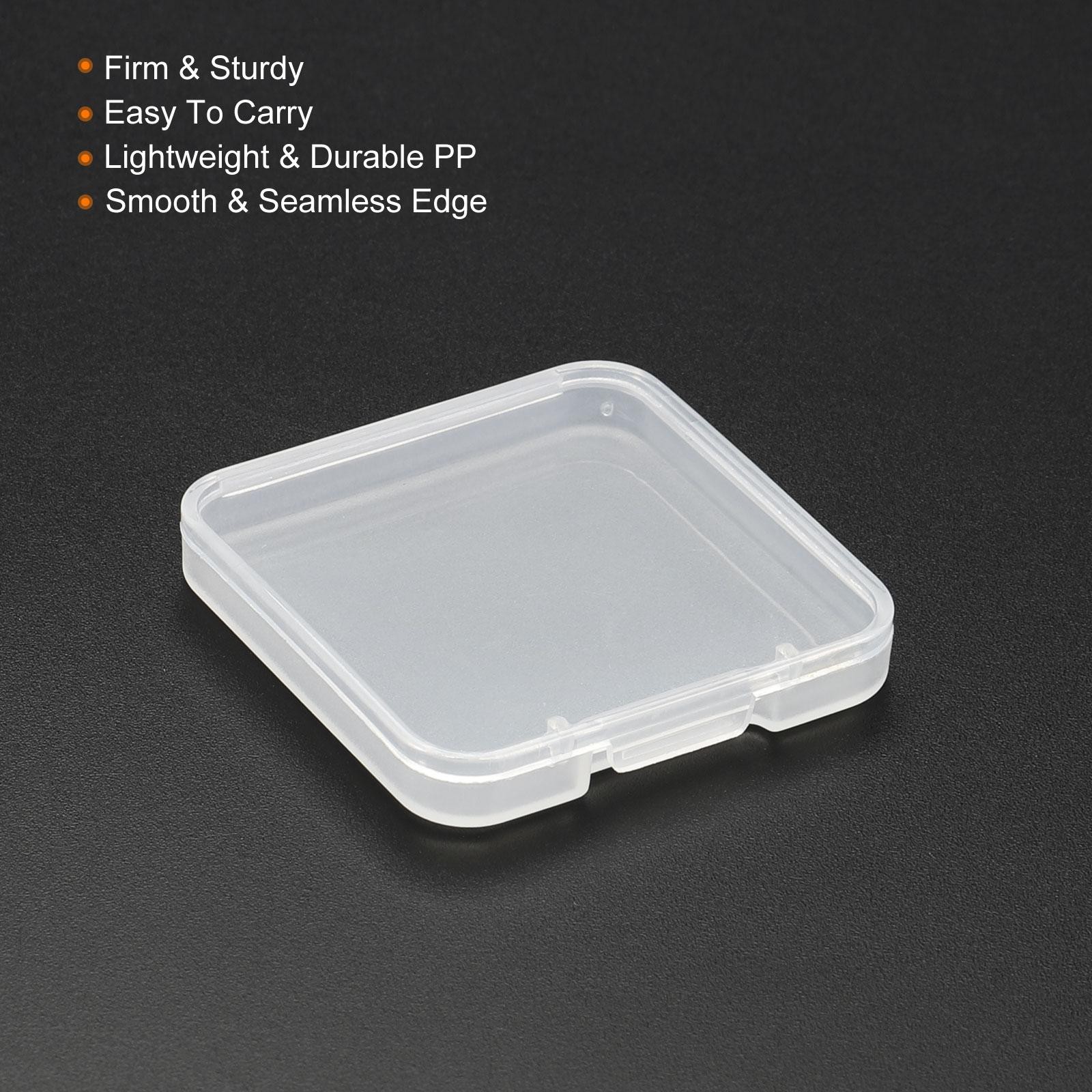 24Pcs Clear Storage Container with Hinged Lid 40x6.5mm Plastic Square Craft Box