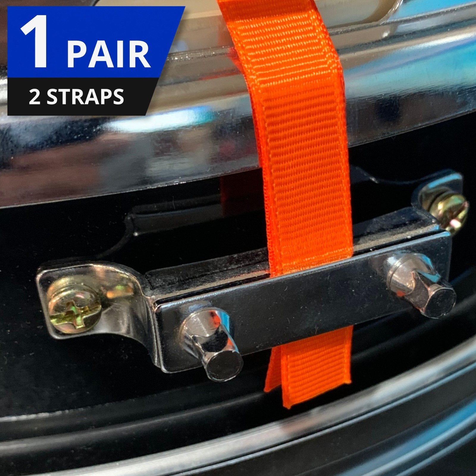Snare Drum Replacement Straps 1 Pair Orange Grosgrain Strap Set