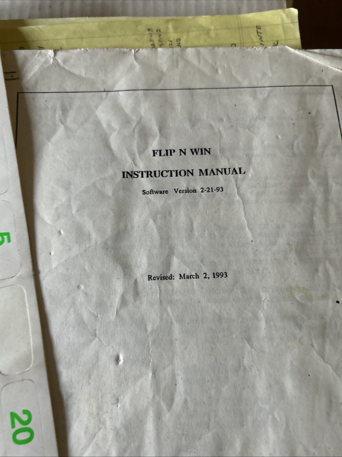 Flip N Win With Stickers Arcade Game Manual