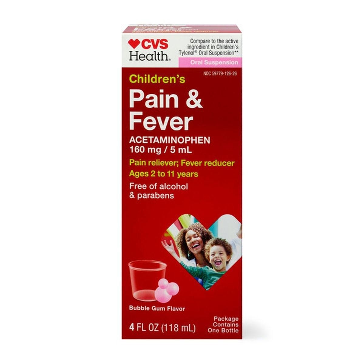CVS Health Children's Pain & Fever Acetaminophen 160 Mg/5 ML Suspension 100ml