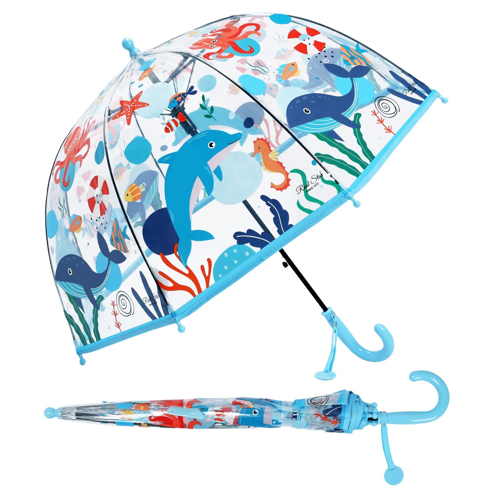 Kids Umbrella Clear Bubble Umbrellas for Rain,Transparent Dome Safety Windpro...