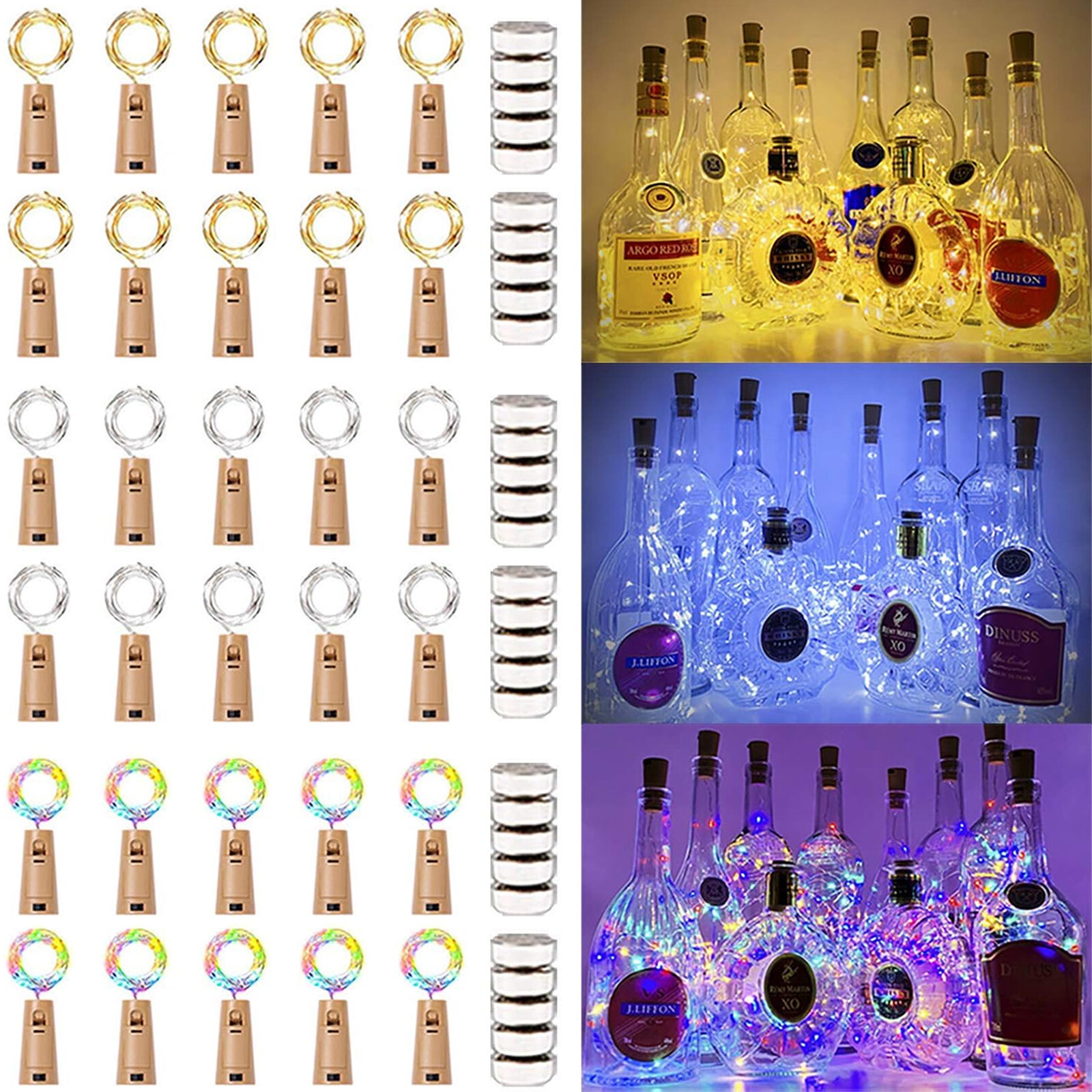 10 X Wine Bottle Cork Fairy String Light 2M 20 LED Lights Battery Operated Party