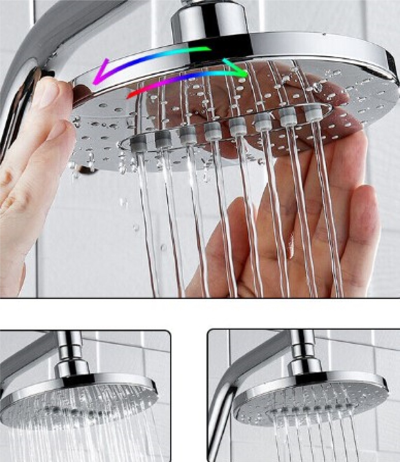 New 2 Spray Settings Fixed Showerhead, 6.3'' Rain Showerhead, Chrome PSH2320-01