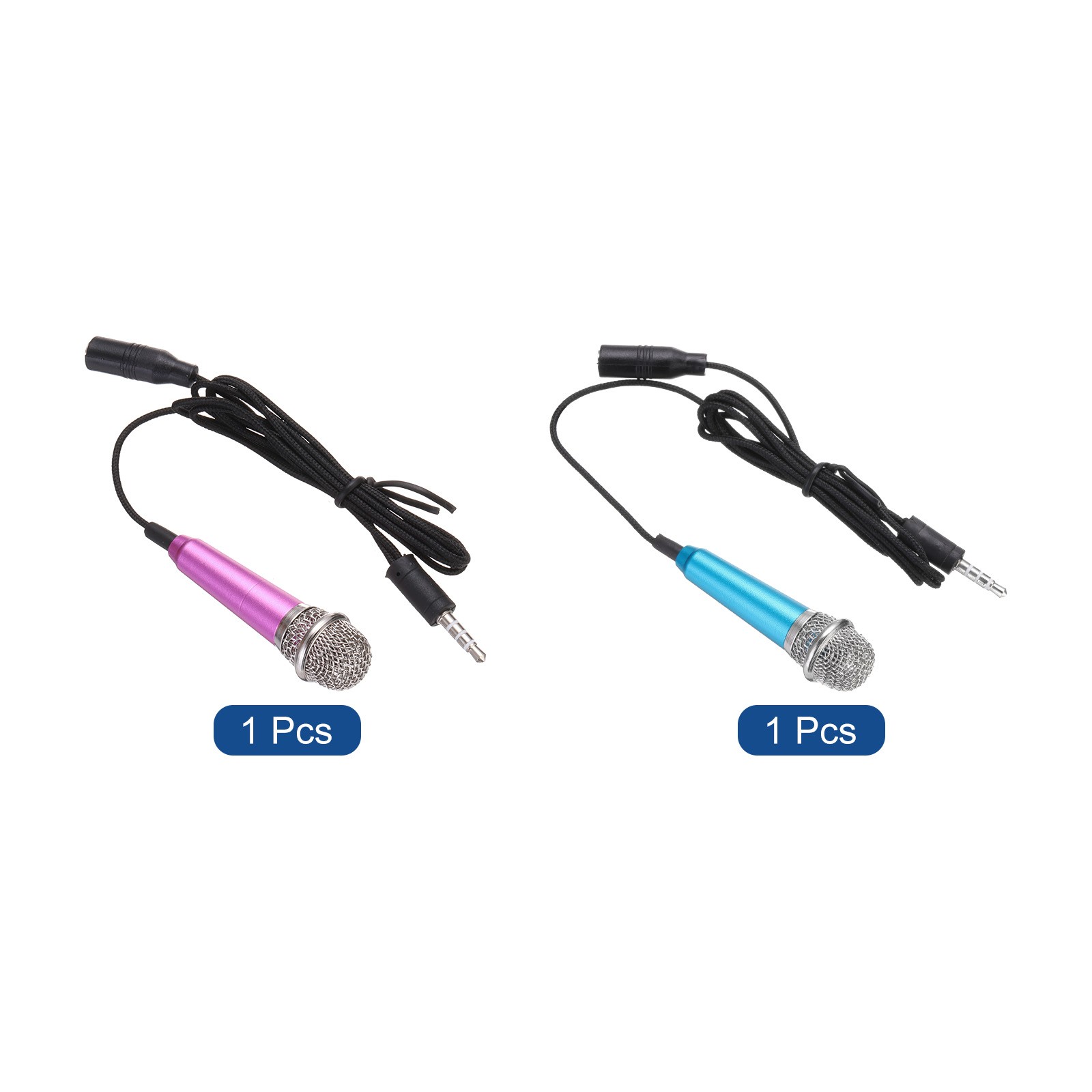 2Pcs Mini Microphone with Covers for Singing Rose Red, Blue