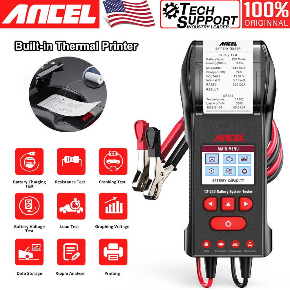 ANCEL BST600 12V-24V Car Truck Battery Tester Analyzer with Built-in Printer US