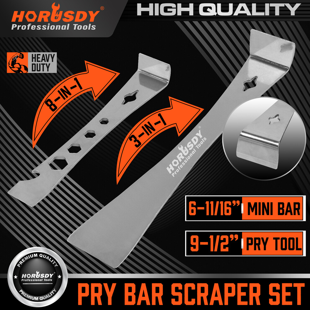 2Pc Stainless Steel Pry Bar Scraper Mutifunctional Prying & Scraping Silver