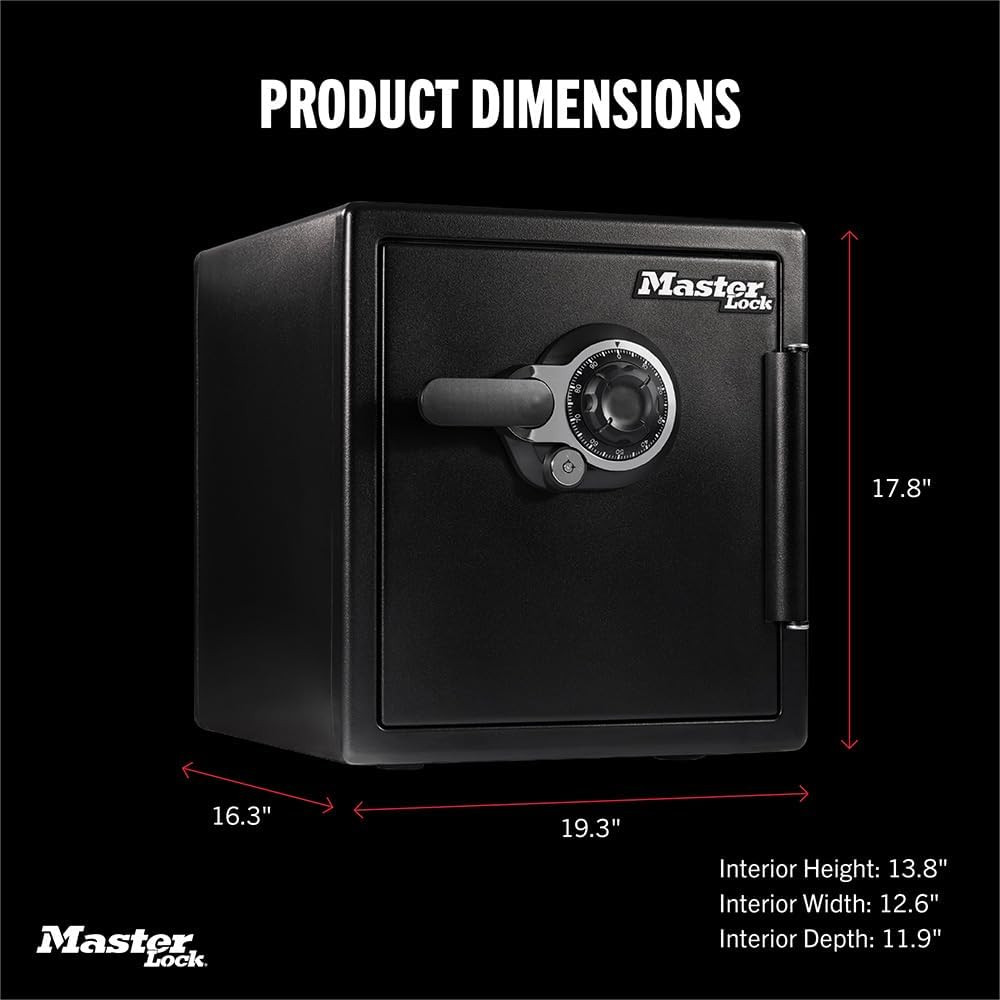 Fireproof Waterproof Safe with Combination Dial 1.23 Cu-Ft