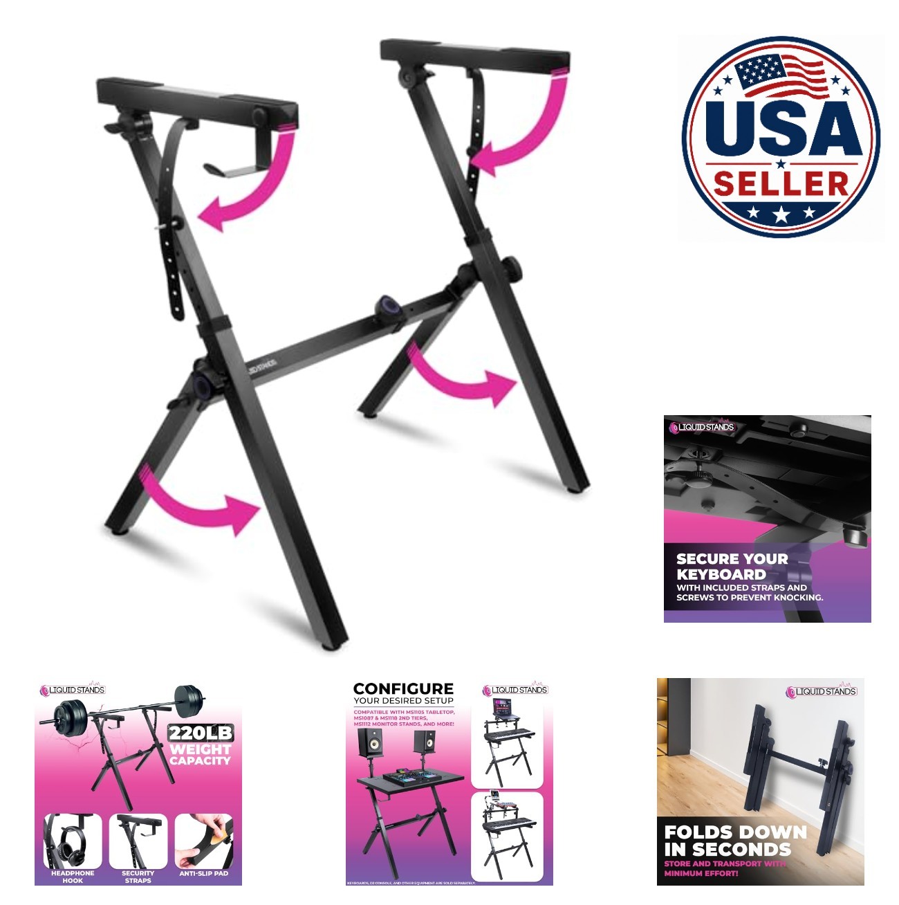 Foldable Z Style Keyboard Stand 54 88 Keys Adjustable Height Heavy Duty 220 Lbs