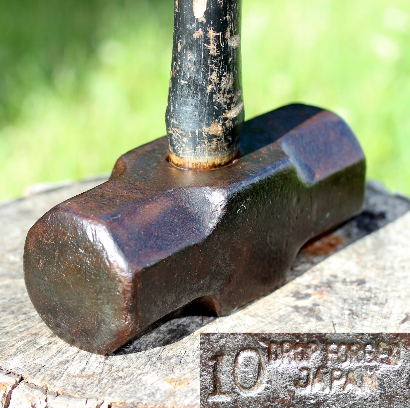 VTG JAPAN Double Face Sledge Hammer 10Lbs Handle w/ Several Overstrikes 35"L