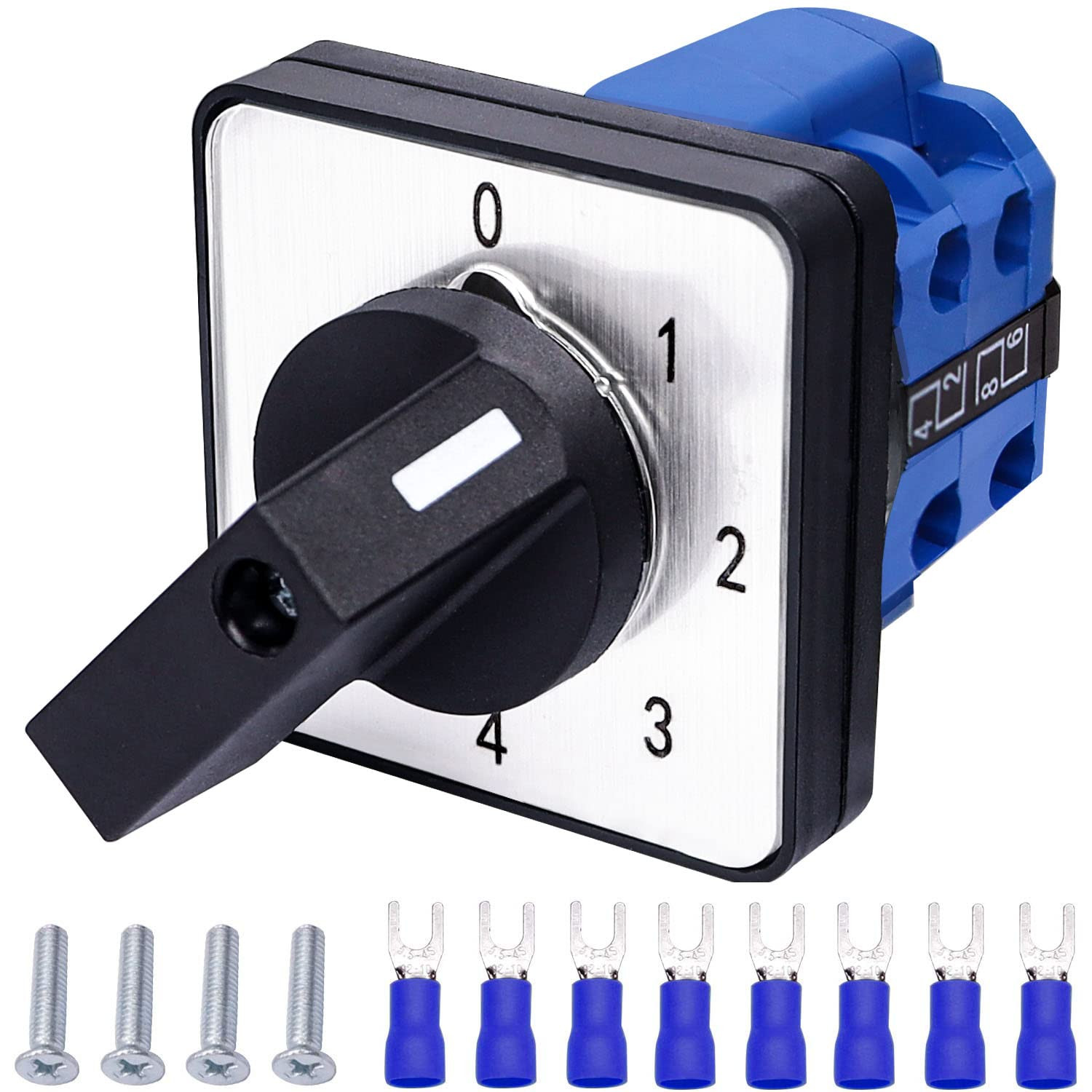 Universal Changeover Switch 20A 550V 4 Position 8 Terminals Latching Rotary Cam