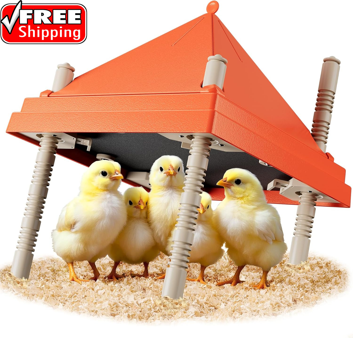 Chick Brooder Heating Plate 10" X 10" with Anti-Roosting Cone, Stepless Adjustab