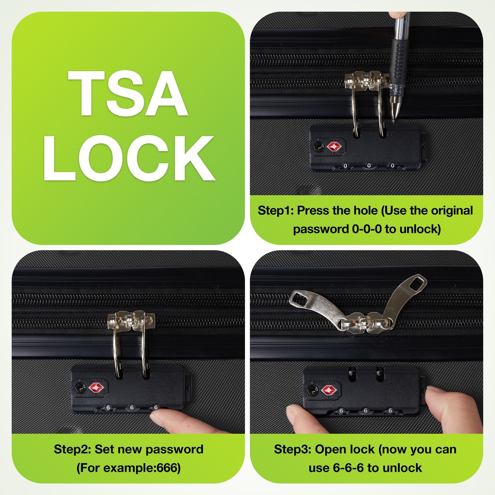 20 Inch Hardside Luggage, Expandable Rolling Luggage with TSA Lock Black/White