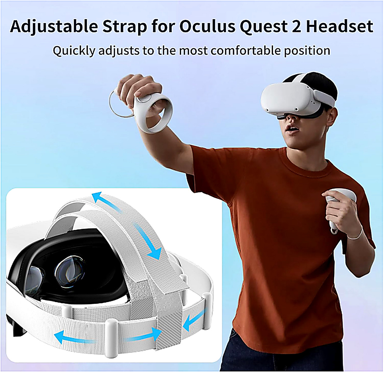 Replacement Head Strap for Meta Quest 2 Oculus Quest 2 VR Headset Strap + 4 Caps