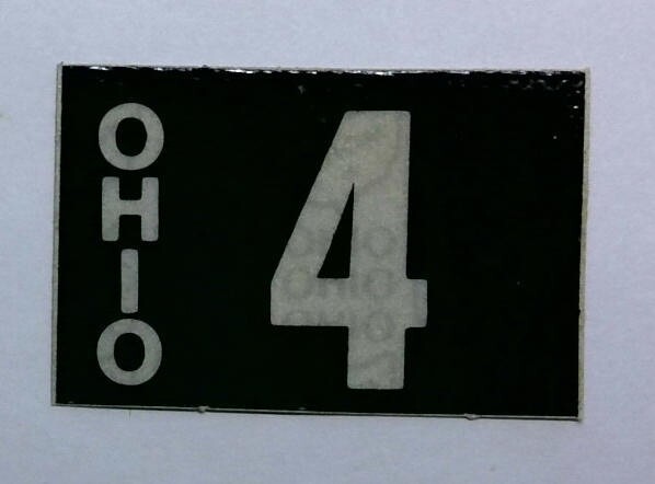 Vintage Ohio 4 License Plate Decal Sticker Inspection Permit Registration