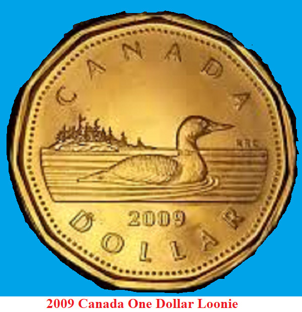 2009 Canada Regular Loonie One Dollar Coin. Mint UNC. $1 Loon