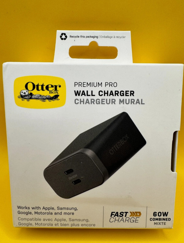 OtterBox Premium Pro USB-C Fast Wall Charger 60W Dual Port - Black