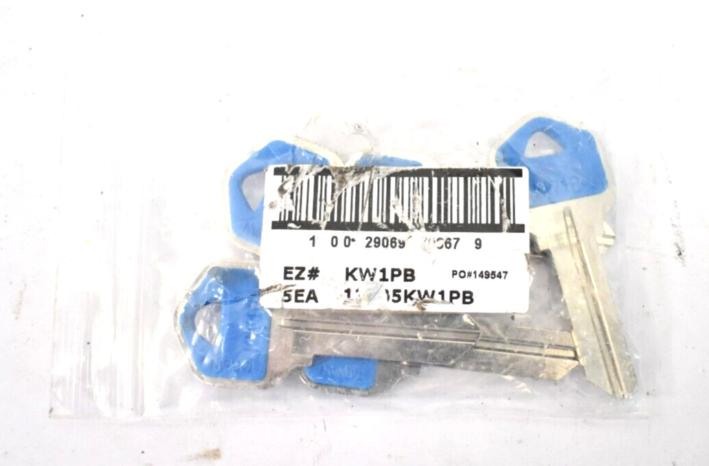 Lot of 5 Hy-Ko Key Blanks Plastic Head Blue Top Genuine OEM KW1PB 13005KW1PB