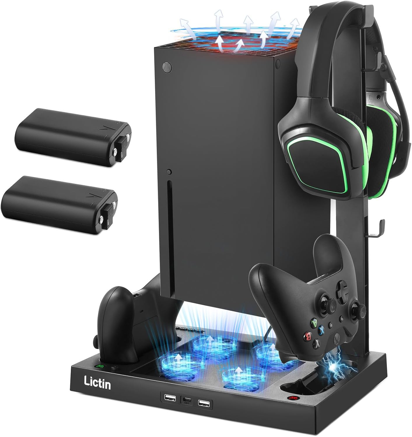 Cooling Fan Charging Station for Xbox Series X Console & Controller, Upgraded 4