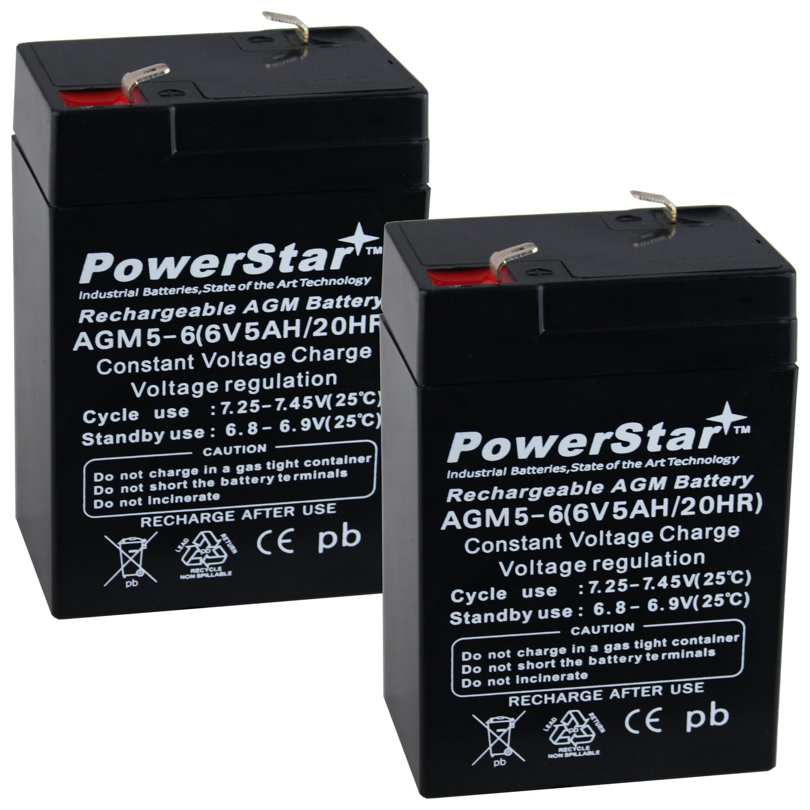 6 VOLT 5AH RECHARGEABLE GAME DEER FEEDER BATTERY 2PACK