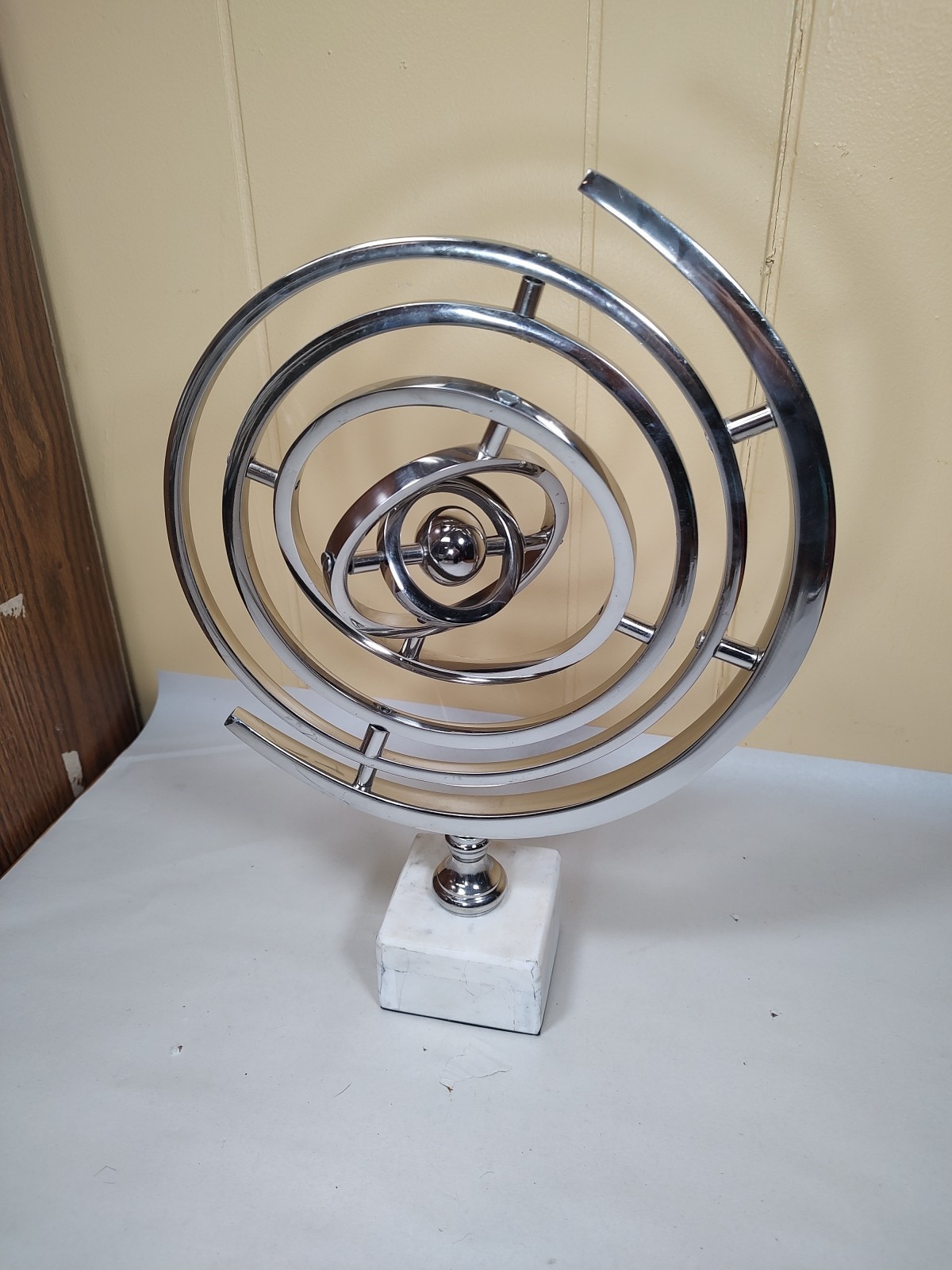 Zimlay Traditional Aluminum Armillary Sphere With Ceramic Base