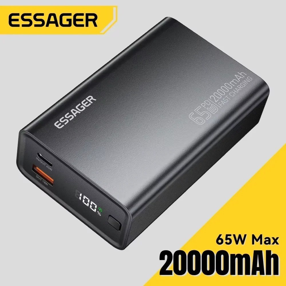 Essager Power Bank 20000mAh Portable PD 65W Fast Charging Mobile Phone External