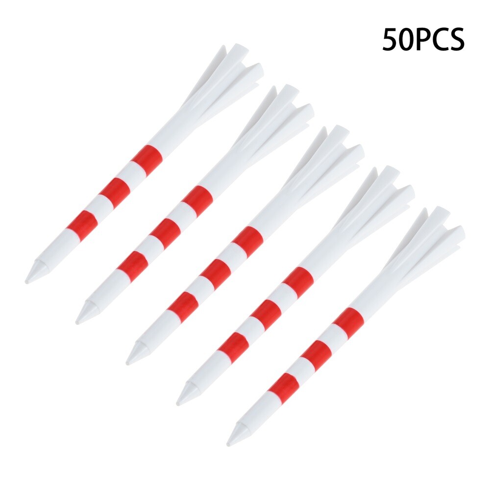 50 xWhite Red Golf Tees W/ 5-Prong Head Cup 3 1/4-Inch Plastic Golf Accessories