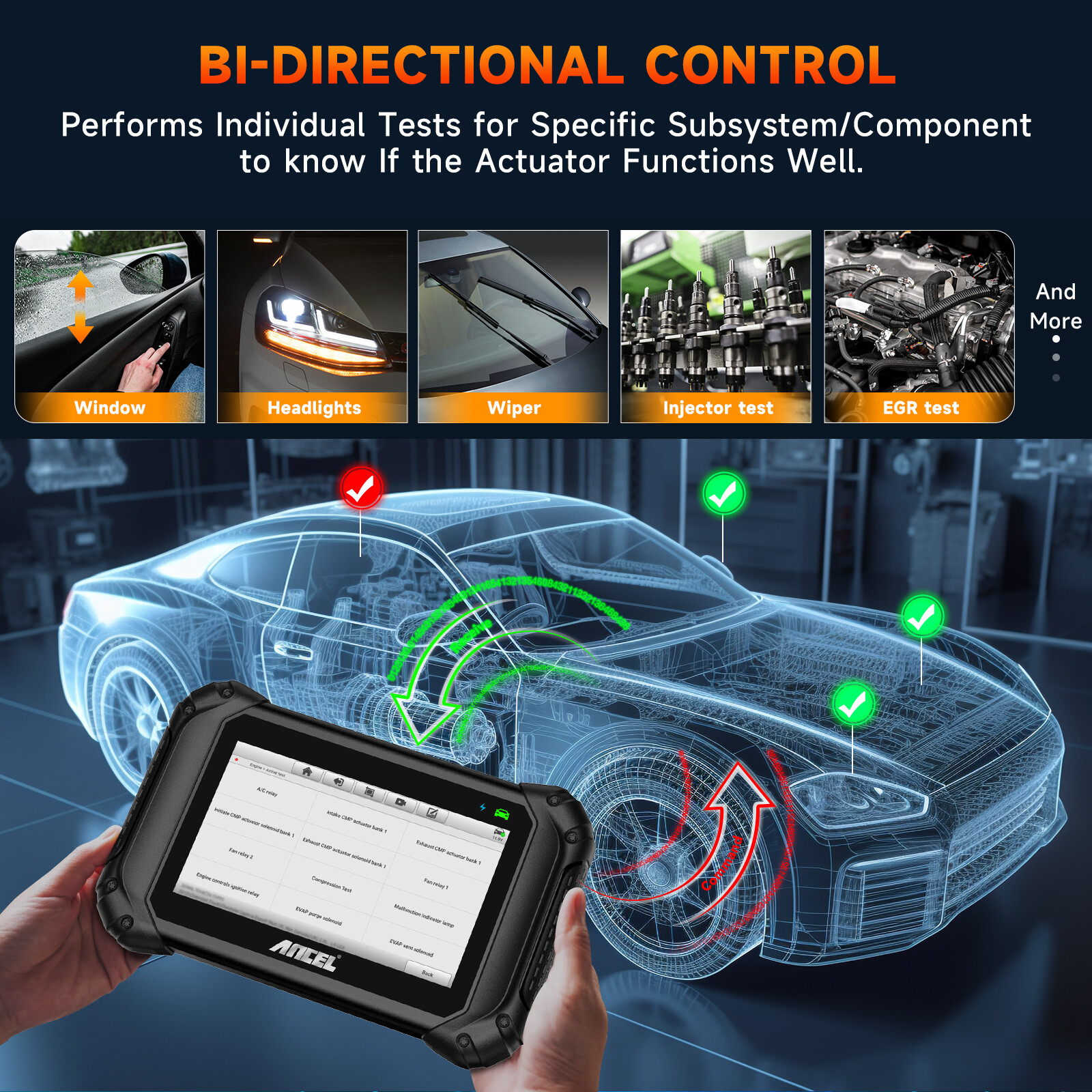 ANCEL V5 BT Full System OBD2 Scanner Bidirectional Car Diagnostic Tool TPMS ABS