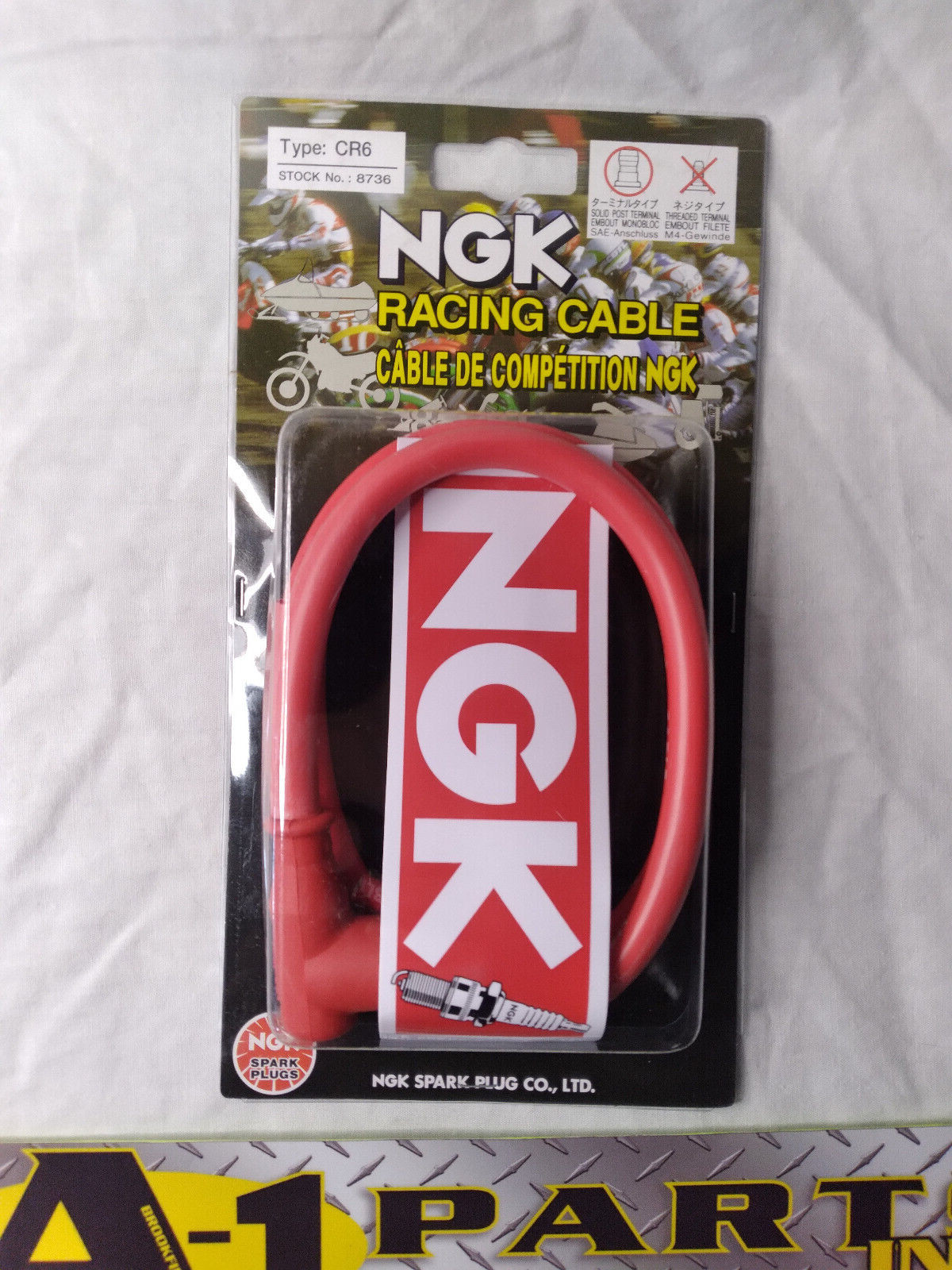 New NGK Racing Cable 90 degree Solid Resistor Cvr 100cm (CR6) 8736 cap: TB05EMA