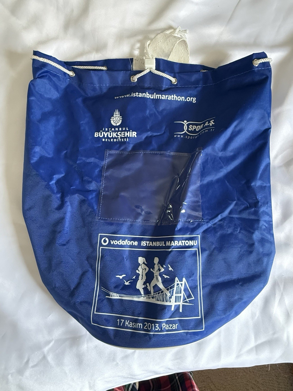 Istanbul Marathon 2013 Bag Drawstring Shoulder Tote Blue Running Vacation Races