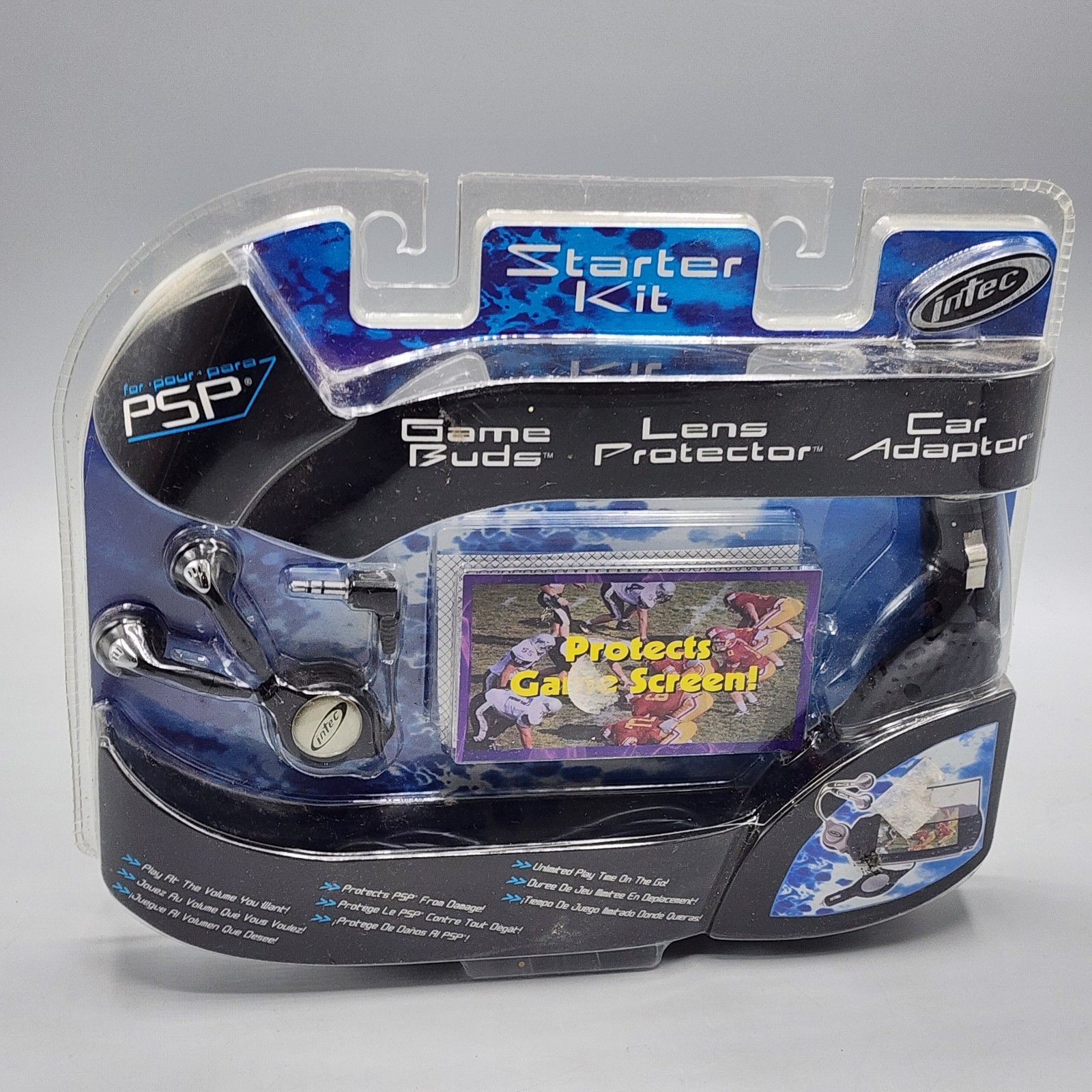 Intec for PSP Starter Kit Game Buds, Lens Protector & Car Adaptor / NEW
