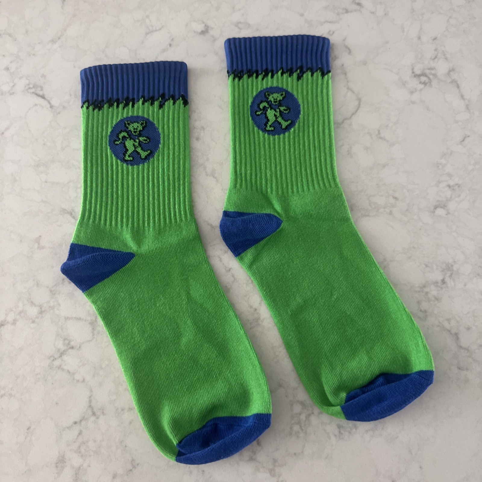 Grateful Dead - Green/Blue Dancing Bear socks (size 6-10) NEW