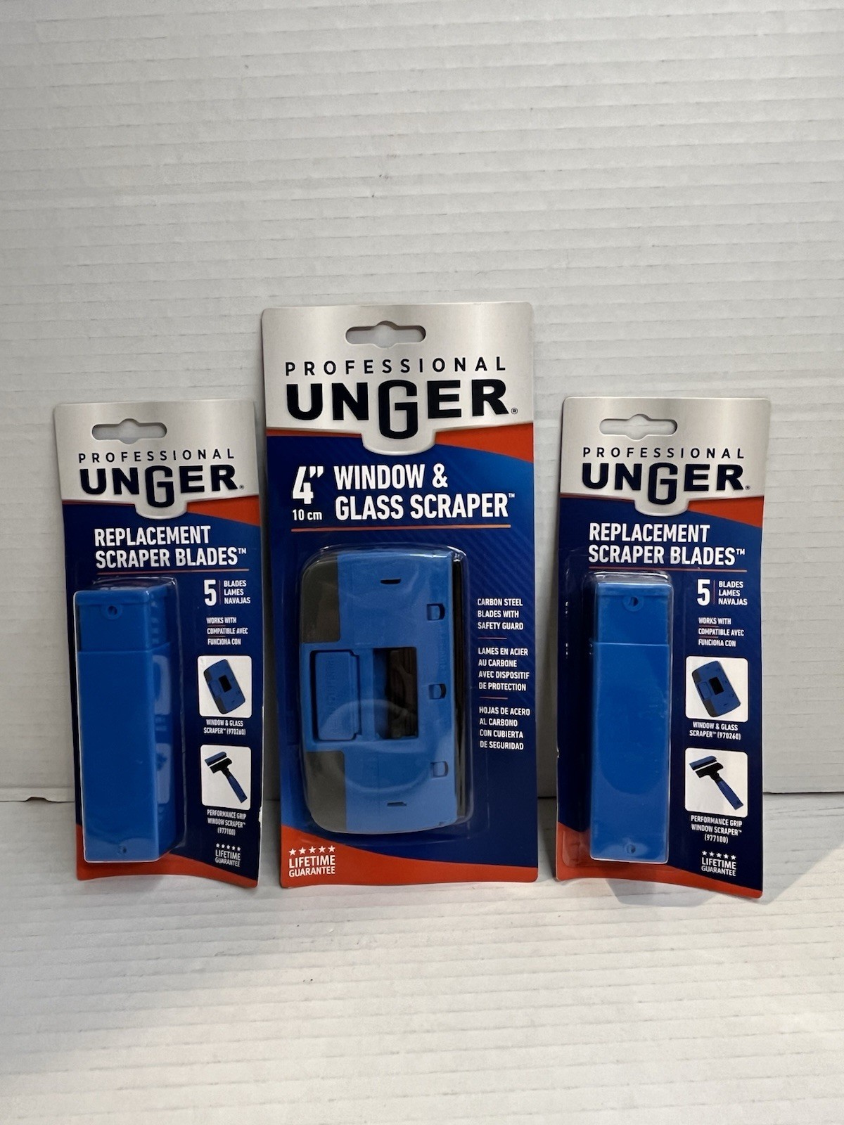 Glass Window Scraper  w/ 10 Replacement Blades- Unger 4"