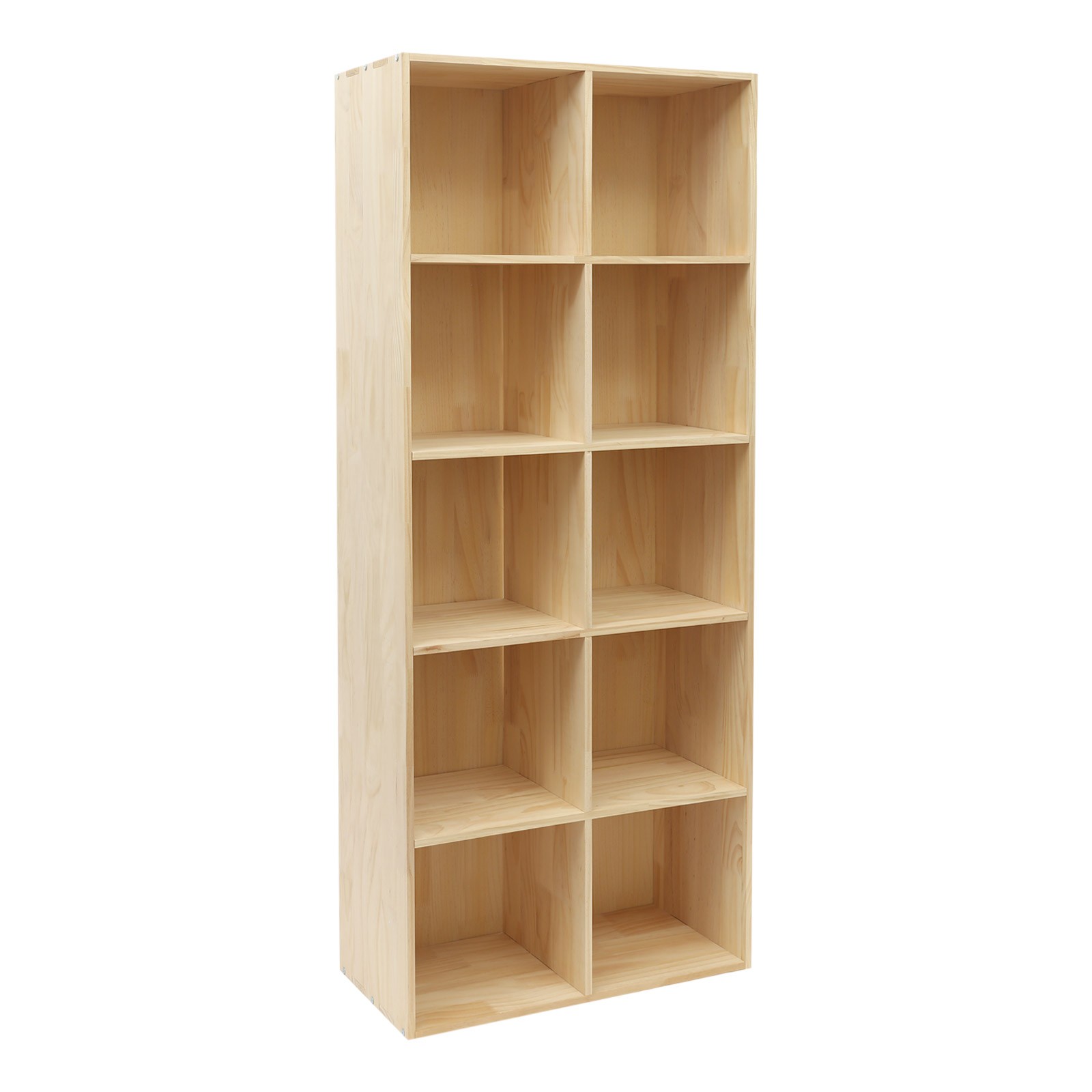 10 Cube Solid Wood Shelves, Wooden Shelf Bookcase, Floor Standing Bookshelf