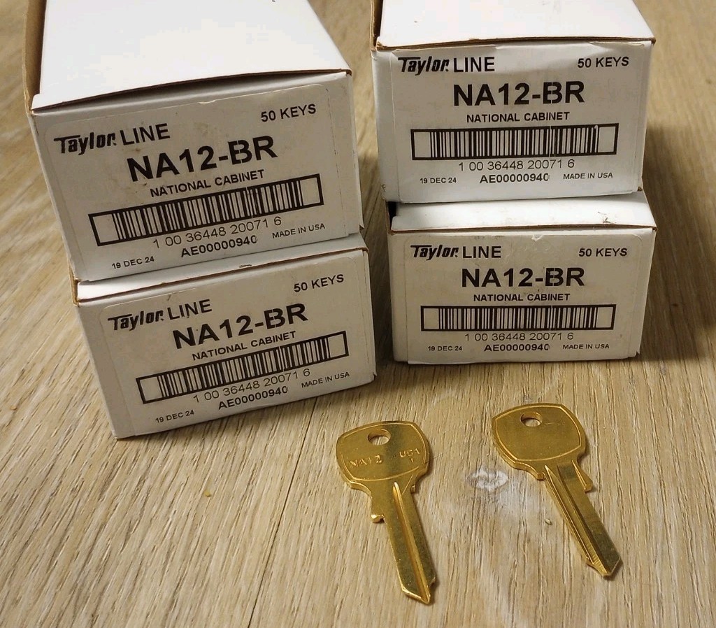 Taylor Line NA12-BR National Cabinet KEY Blanks (4-Packs) = 200 Blank Keys