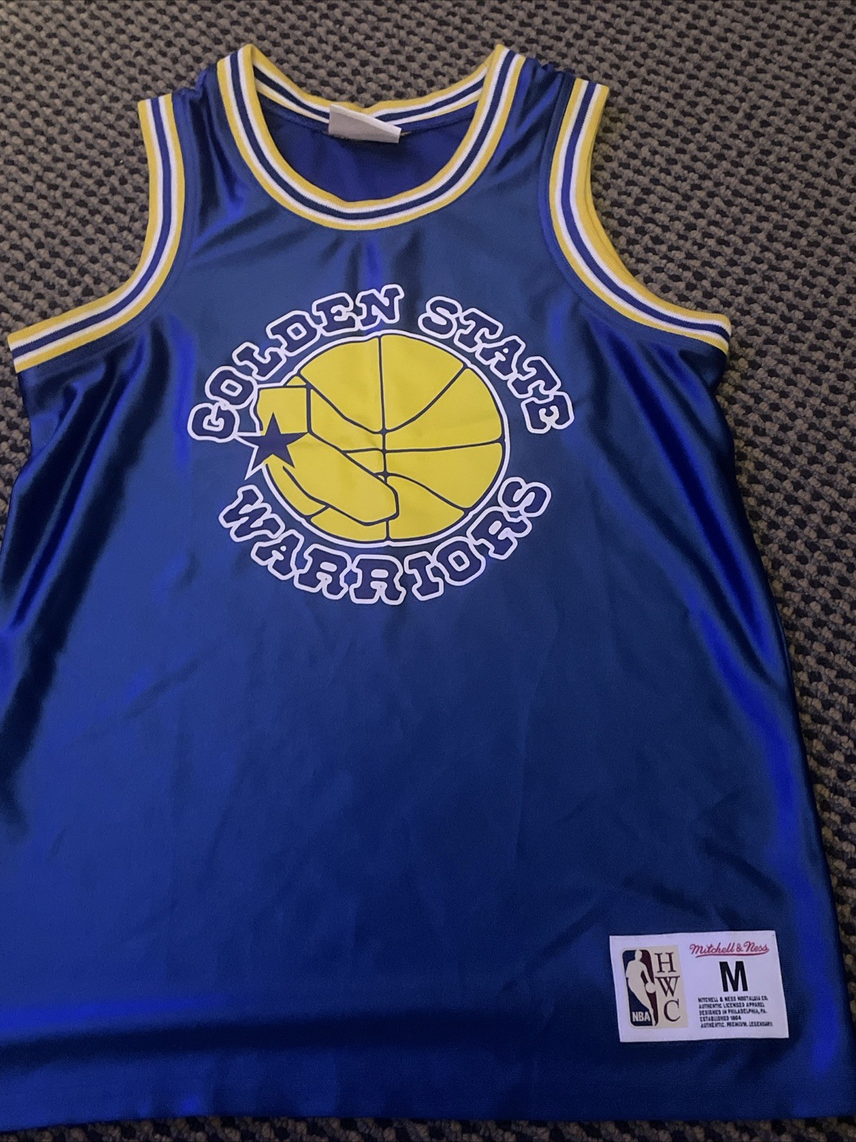 Golden State Warriors Shirt Jersey Tank Mitchell & Ness Youth Medium Throwback