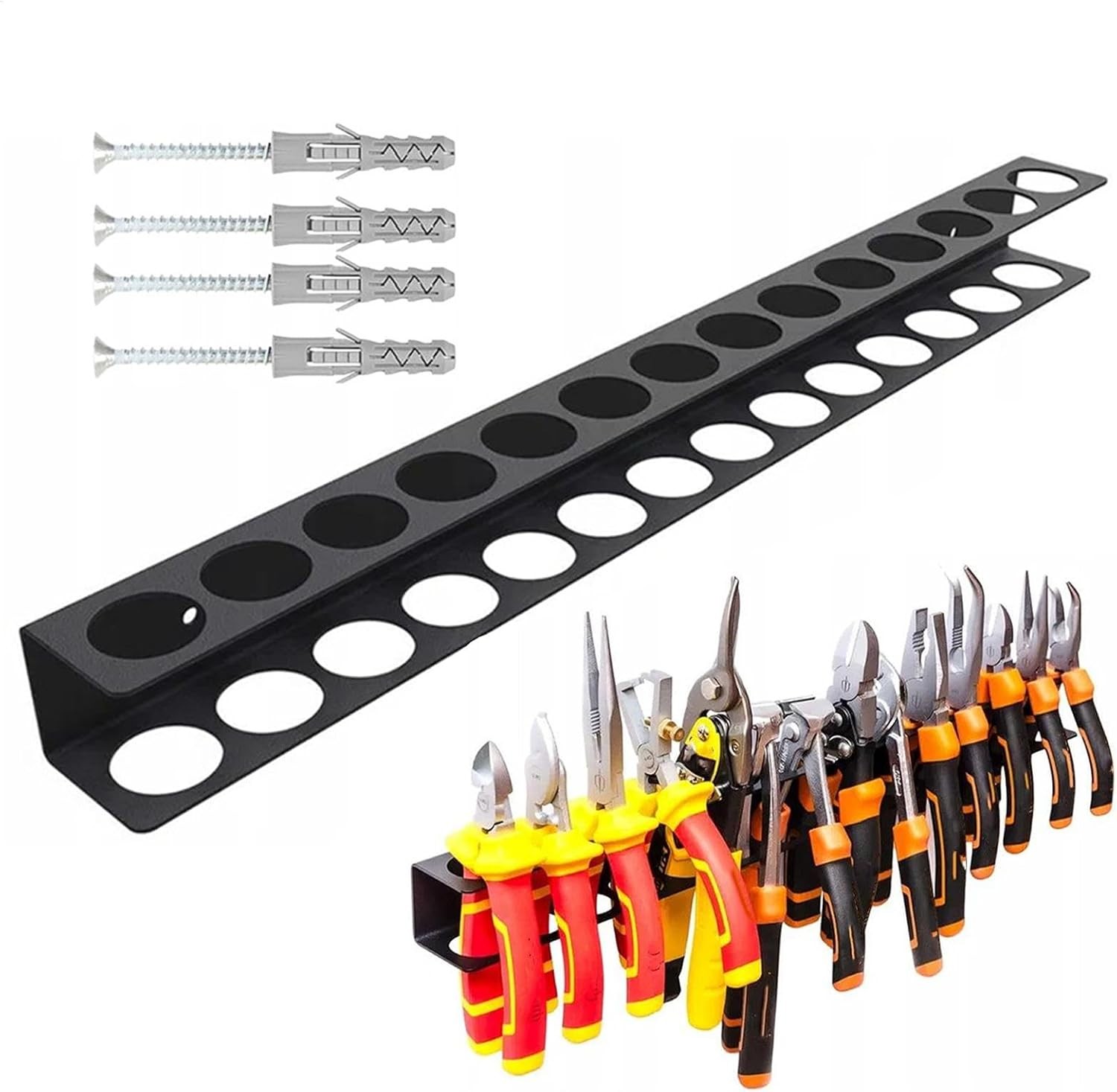 Tool Rail Rack Holder Screwdriver Organizer Wall Mount Hanger Shelf for Garage