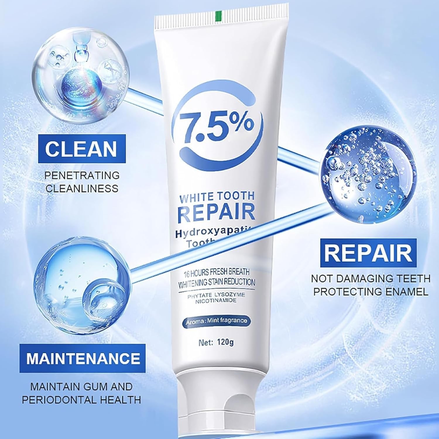 7.5% Hydroxyapatite Toothpaste, 2Pack Toothpaste for Advanced Enamel Protection