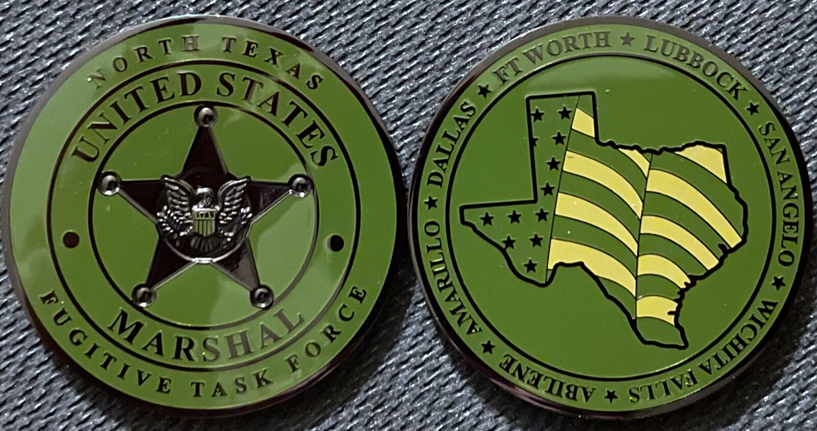 US Marshals Service FirstGEN NDofTX FTF TacticalBLACK version challenge coin