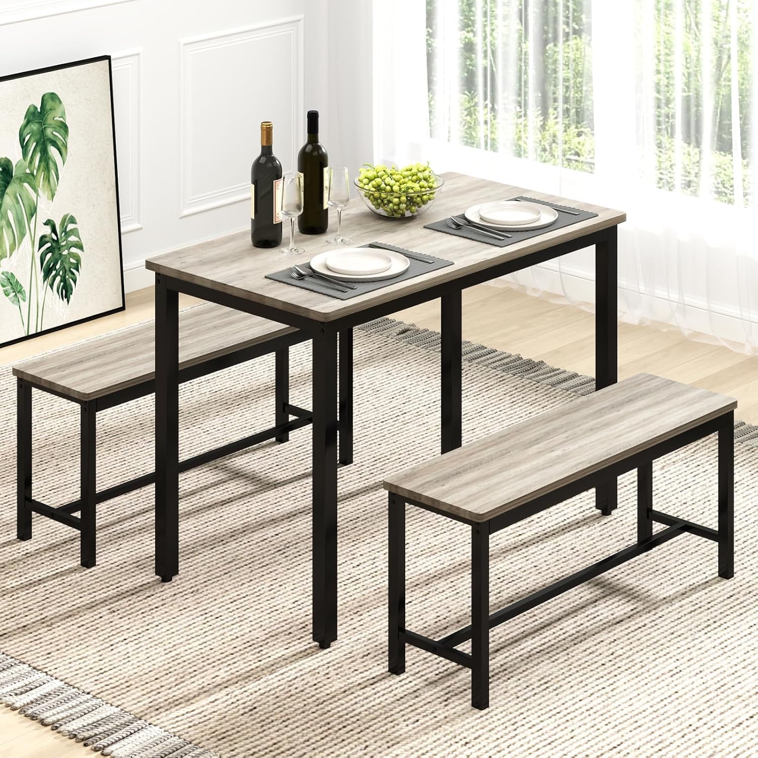 43" Dining Room Table Chairs Set 4 Modern Space Saving Kitchen Table W/ 2