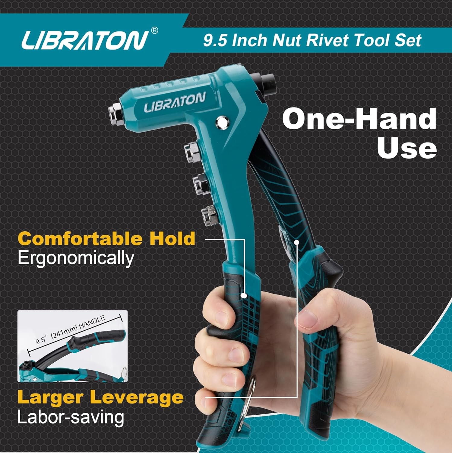 LIBRATON 9.5" Rivet Nut Tool, One-Handed Heavy-duty Tool